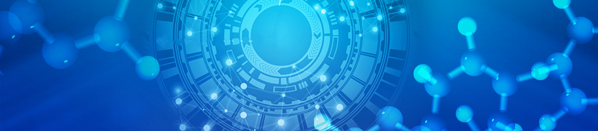 Futuristic circular circuit blue bokeh molecular